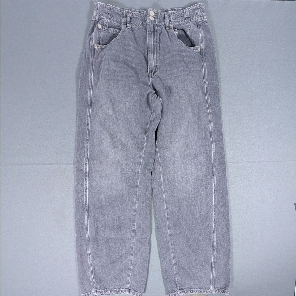 We The Free Aster Straight Jeans Womens‎ 32 Grey High Rise Denim Baggy